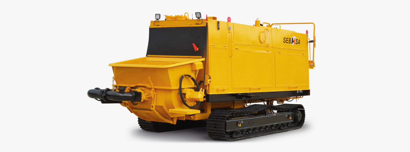The SEBHSA BD-4147.OR tracked concrete pump is the biggest tracked concrete pump for the biggest projects.